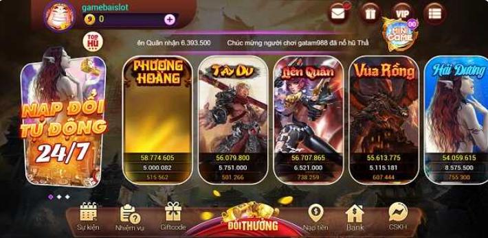 Giao diện cổng game 9fun