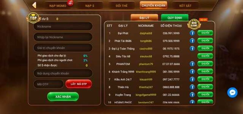 Nạp tiền Tx79 qua ngân hàng