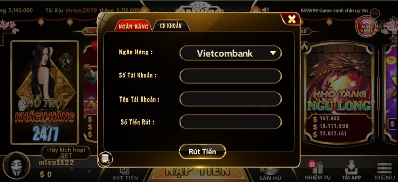 Hướng dẫn các bước rút tiền