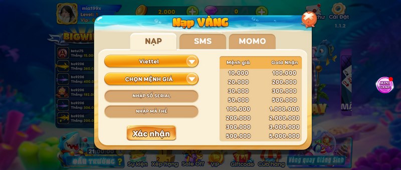 Hướng dẫn cách nạp tiền tại Vuagiaitri Win